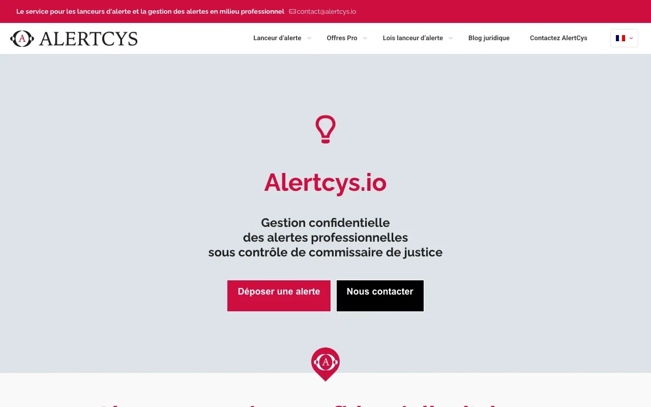 Alertcys homepage screenshot