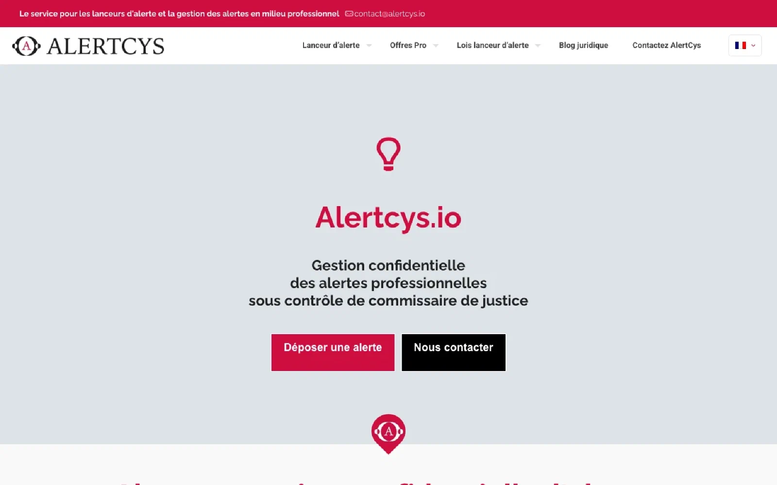 Alertcys homepage screenshot