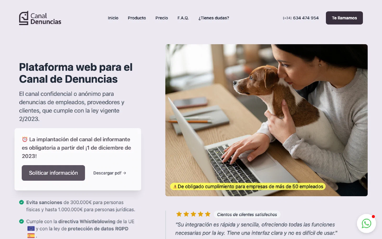 Canal Etico App homepage screenshot