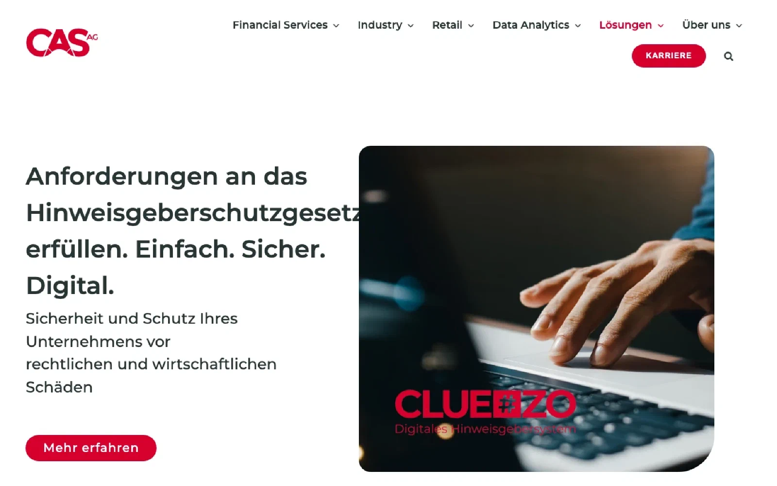 CLUE#ZO homepage screenshot