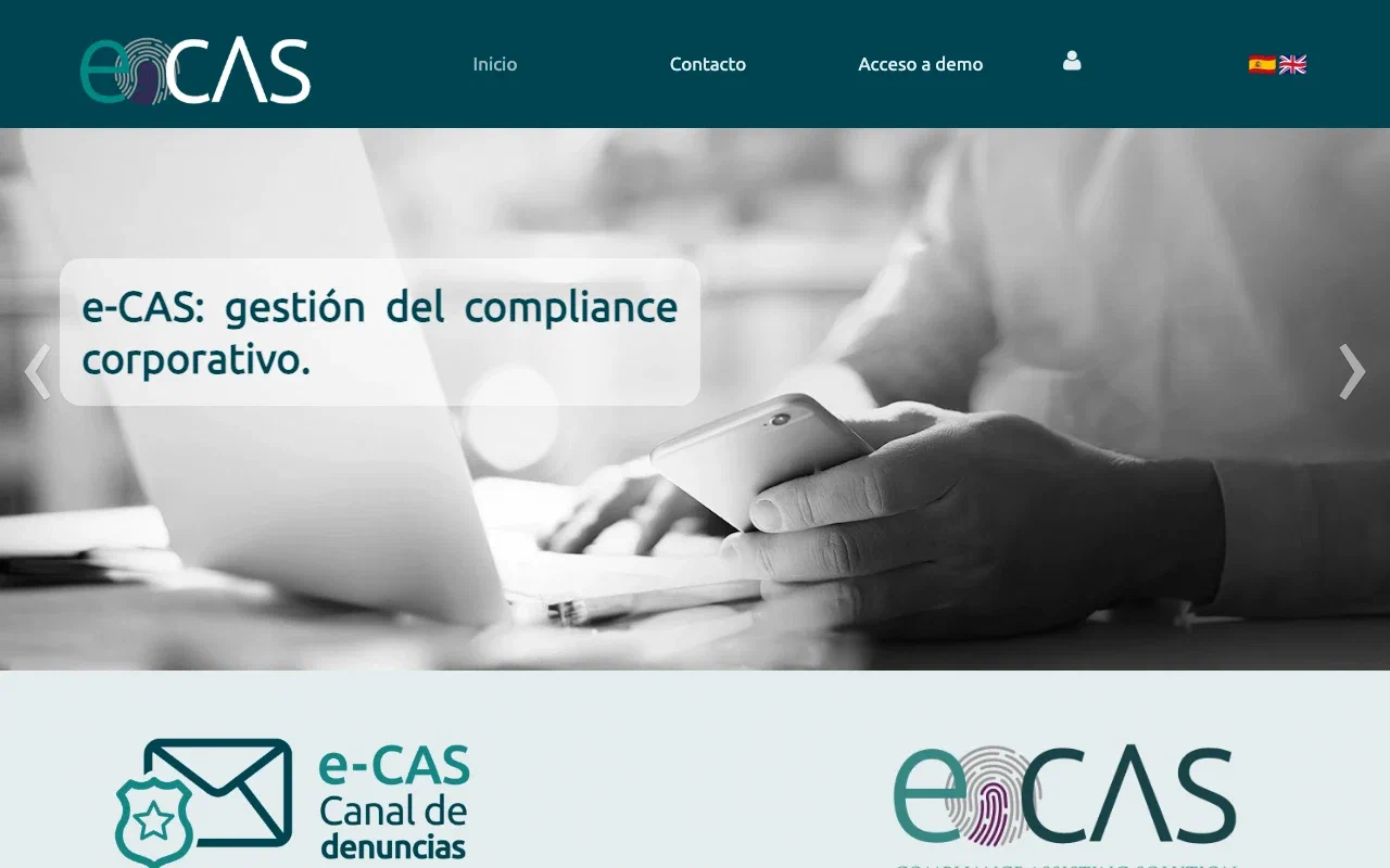 e-CAS homepage screenshot