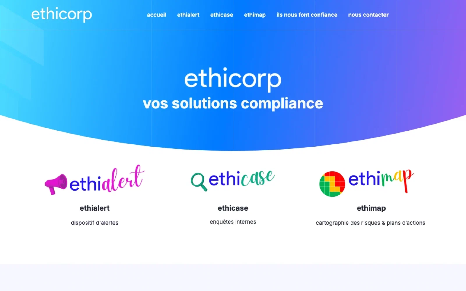 Ethicorp homepage screenshot