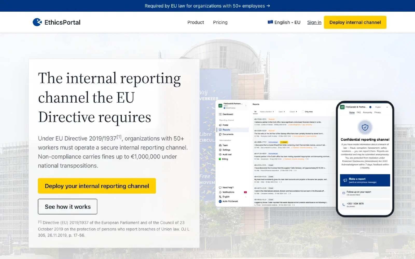 EthicsPortal homepage screenshot