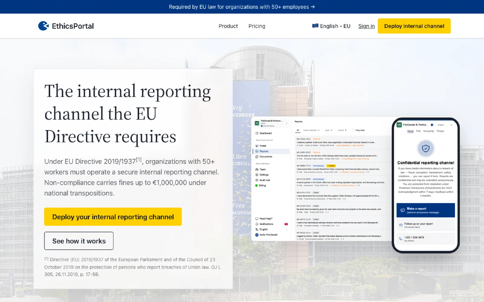 EthicsPortal homepage screenshot