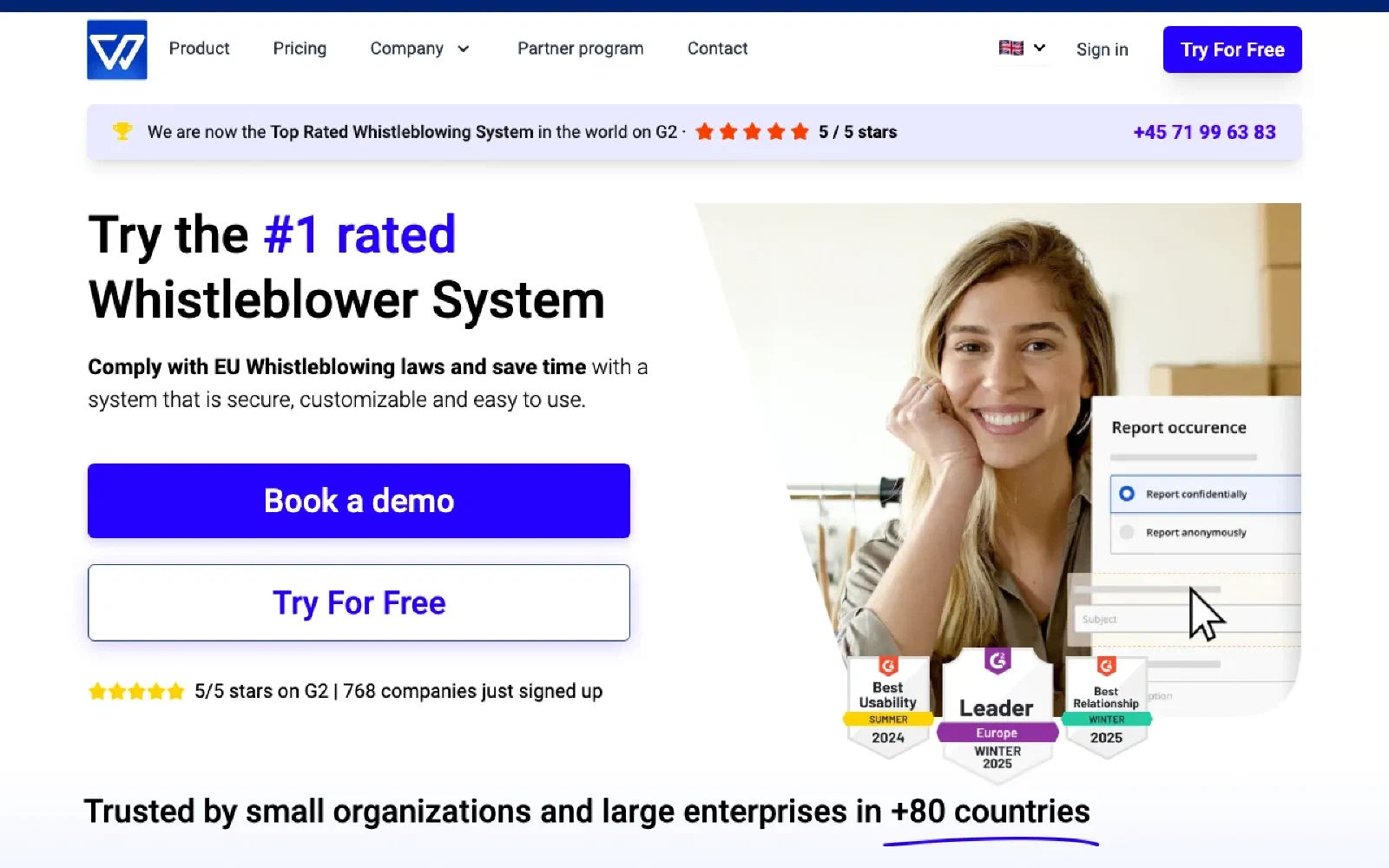 Whistleblower Software (Formalize) homepage screenshot
