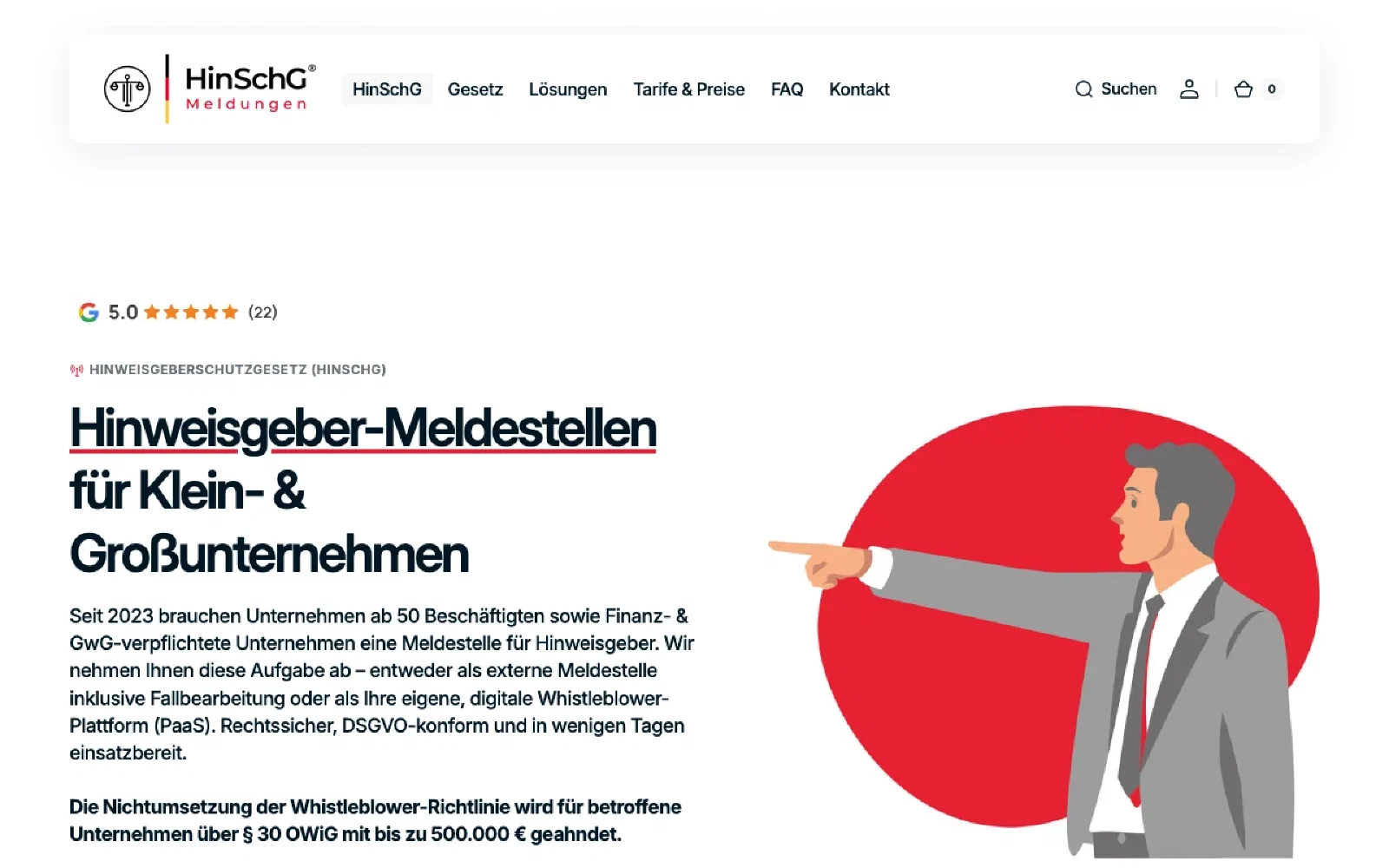 HinSchG Meldungen homepage screenshot
