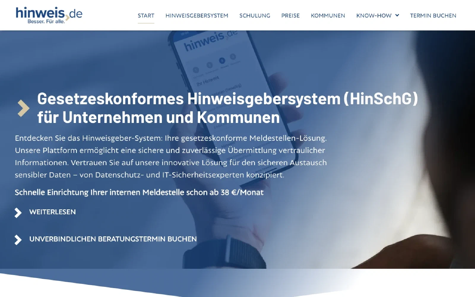 hinweis.de homepage screenshot