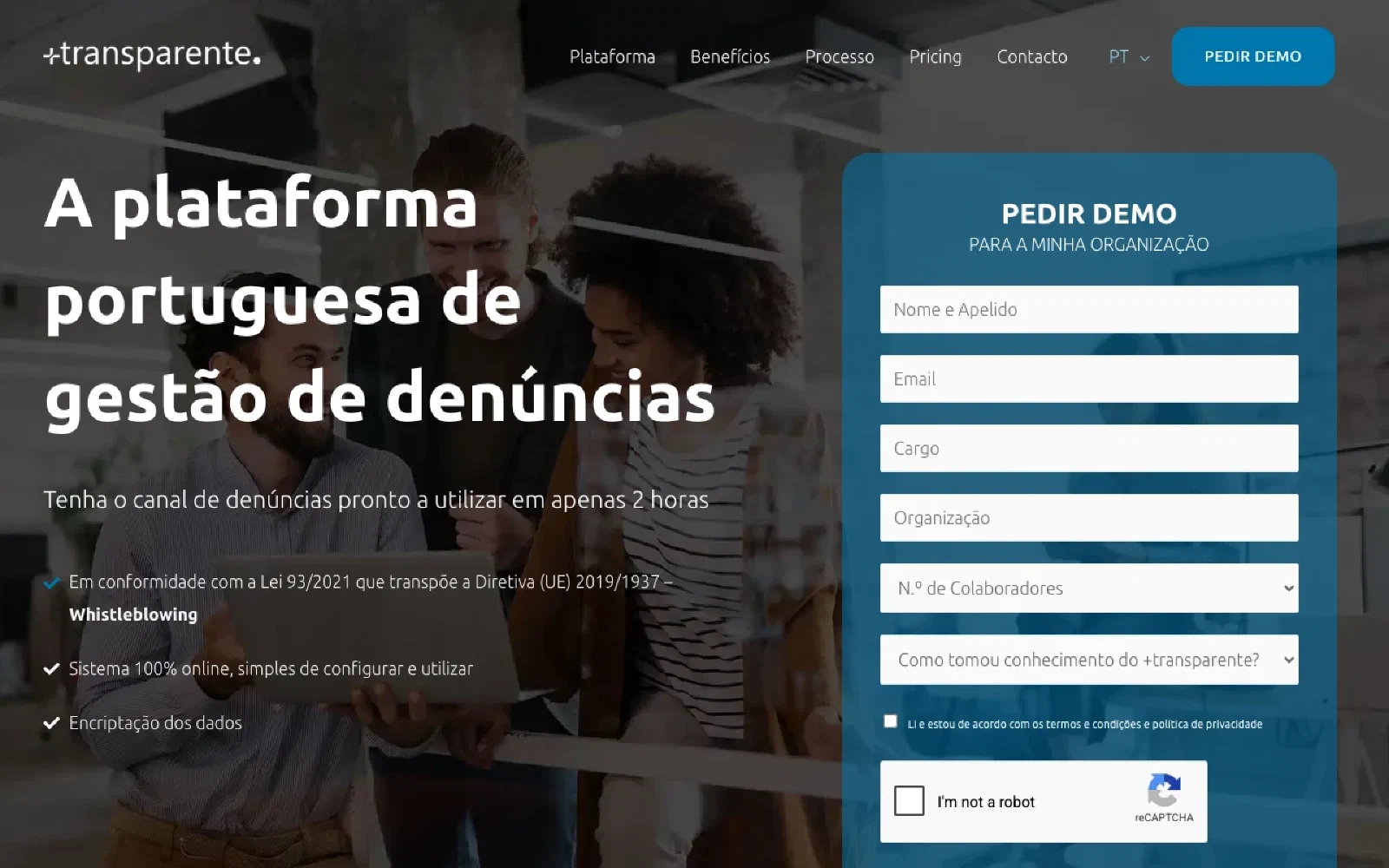 +Transparente homepage screenshot