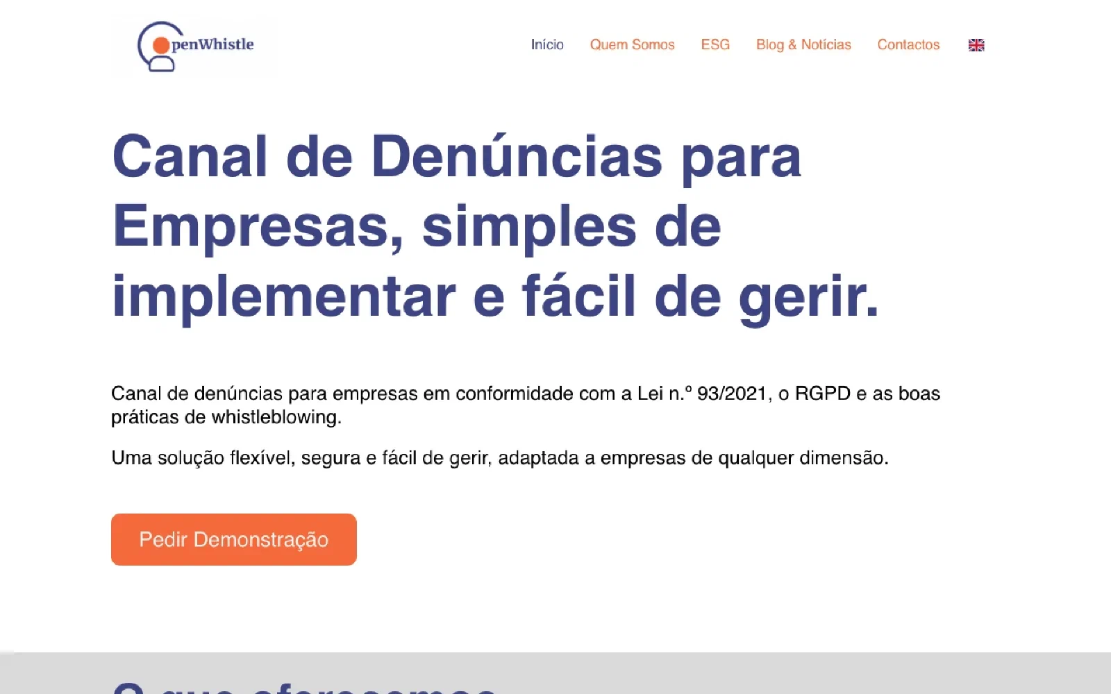 OpenWhistle homepage screenshot