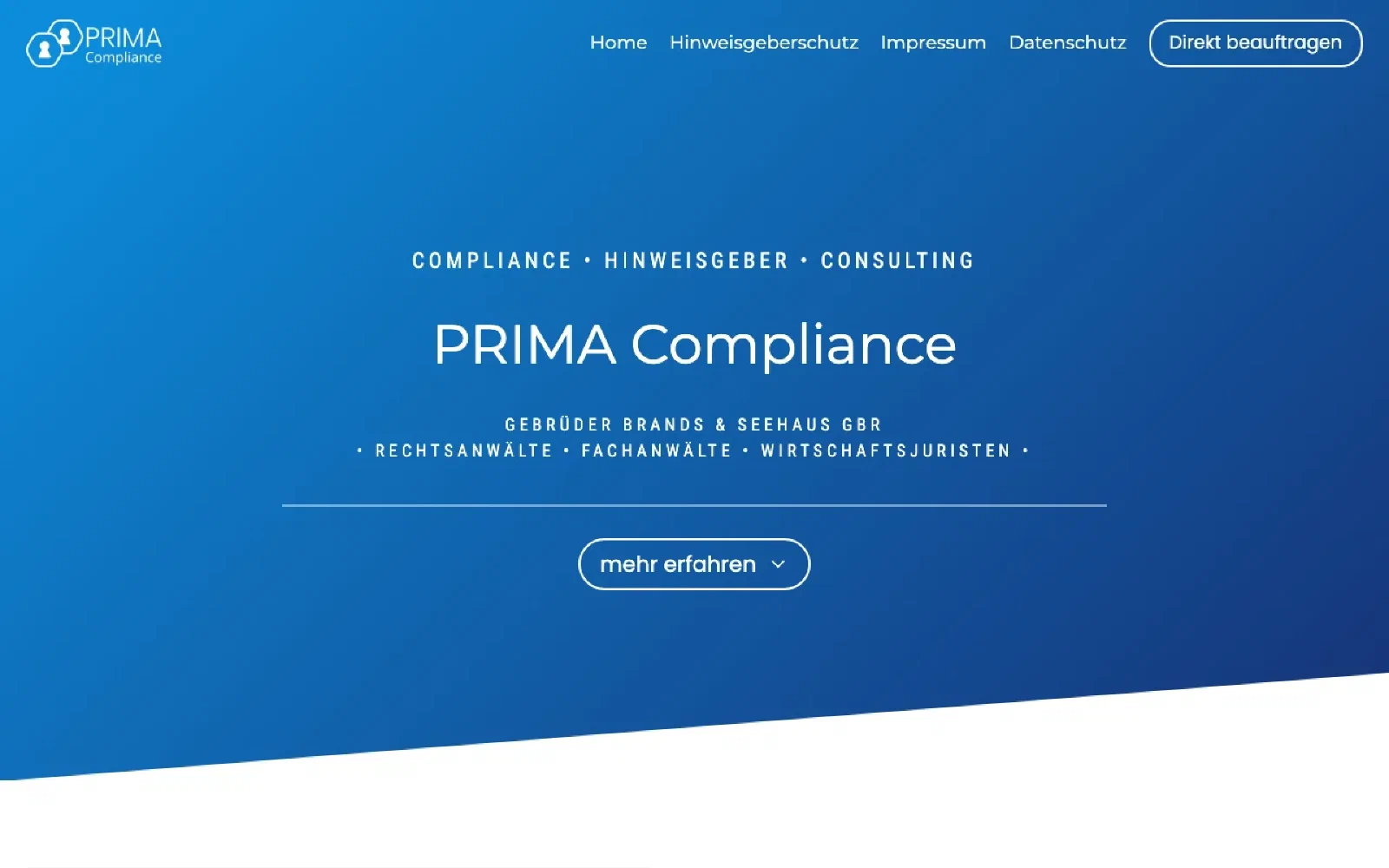 PRIMA Compliance homepage screenshot