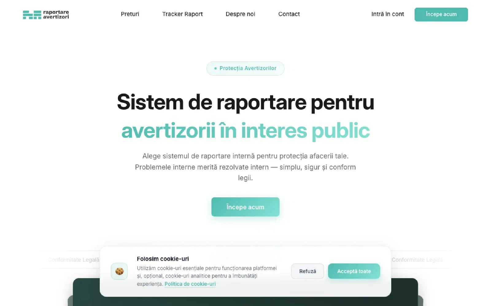 Raportare Avertizori homepage screenshot