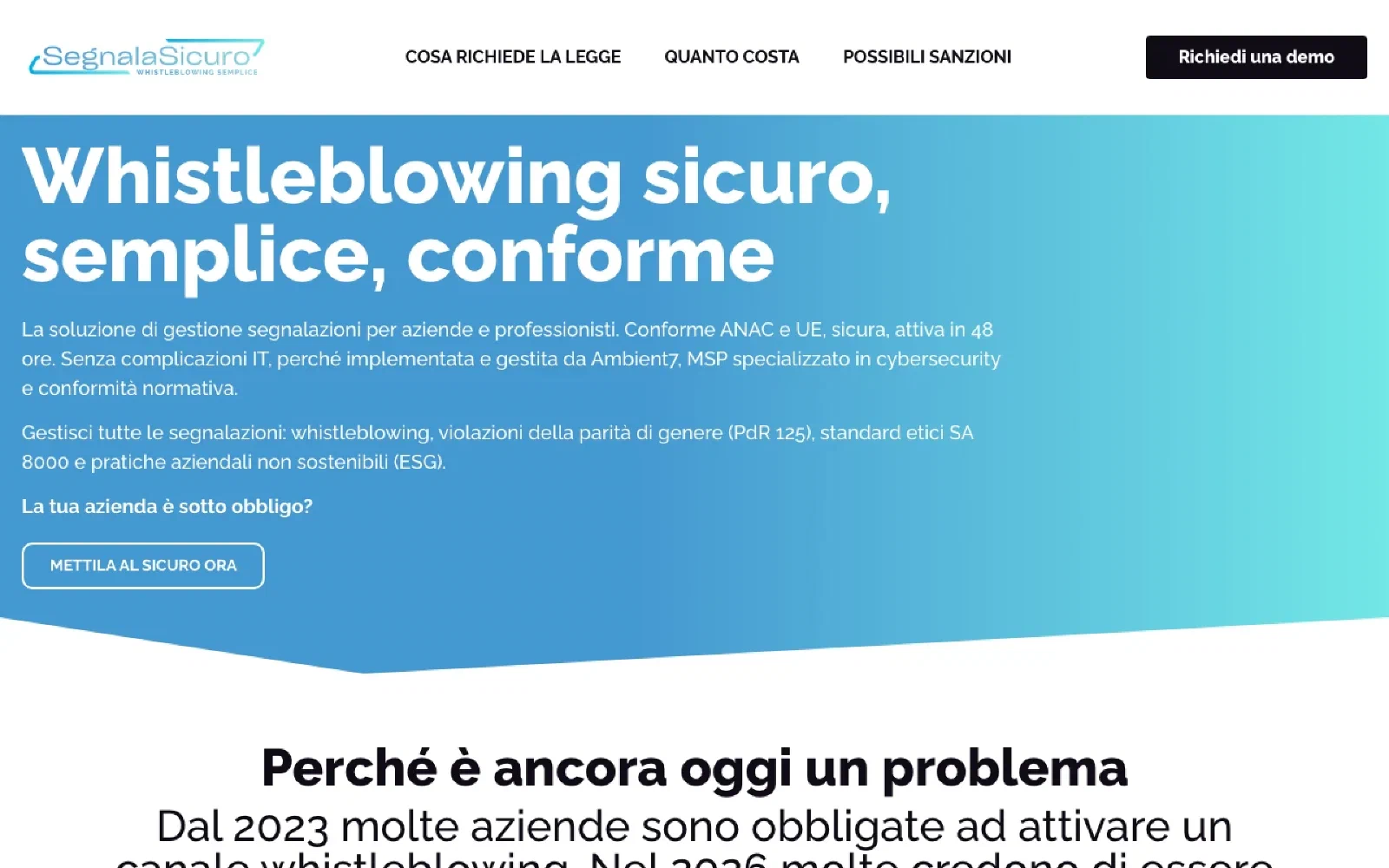 Segnala Sicuro homepage screenshot