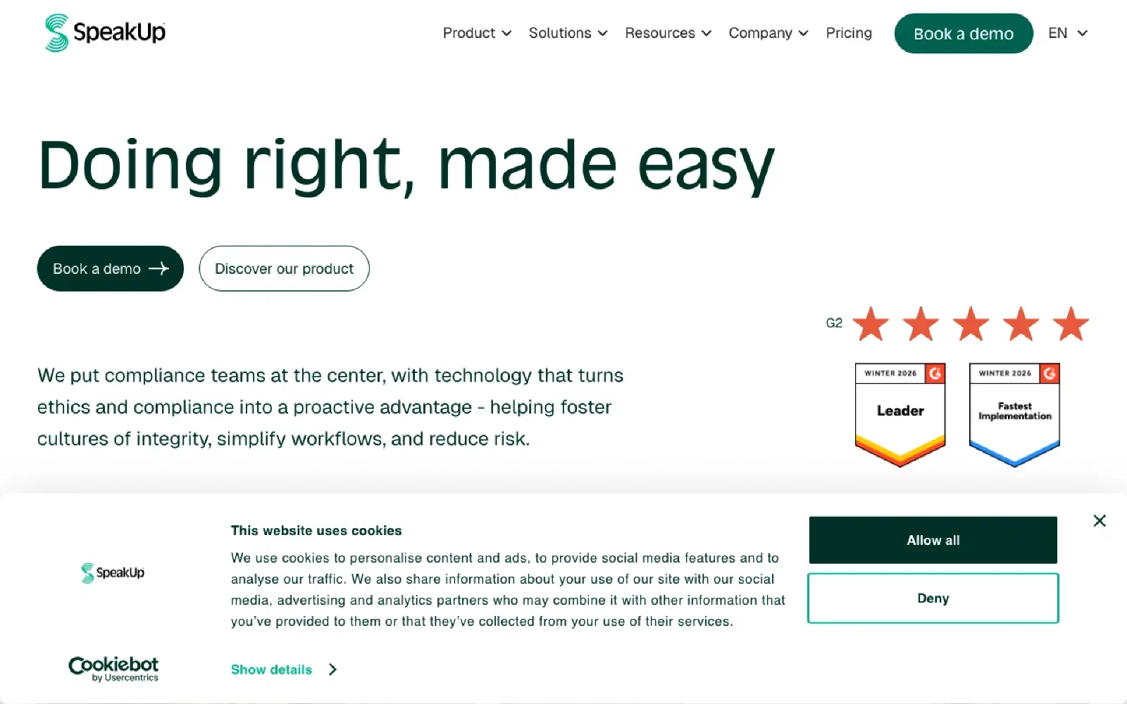 SpeakUp homepage screenshot