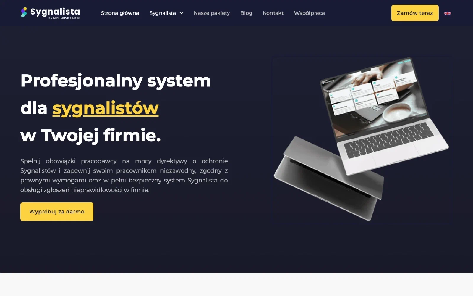 Sygnalista homepage screenshot