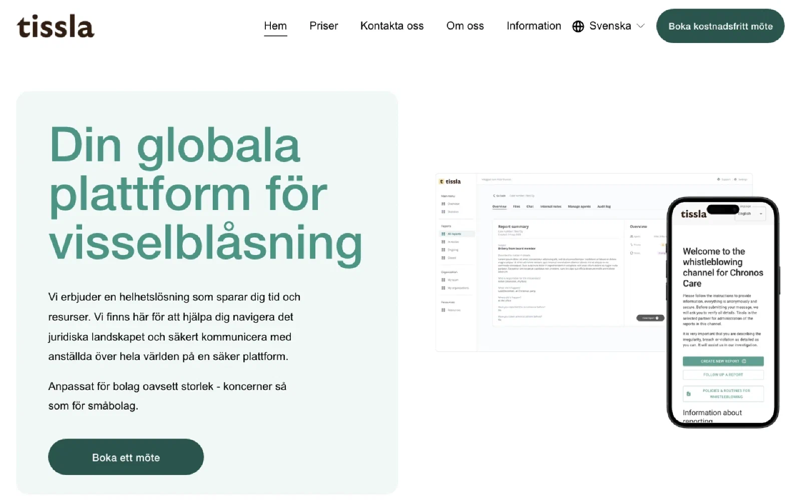 Tissla homepage screenshot