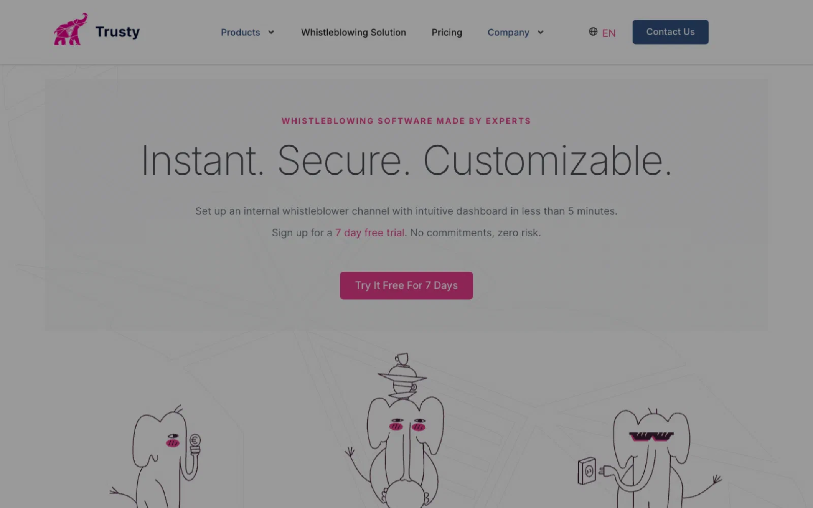 Trusty Compliance homepage screenshot