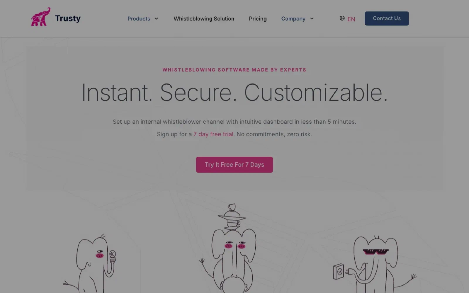 Trusty Compliance homepage screenshot