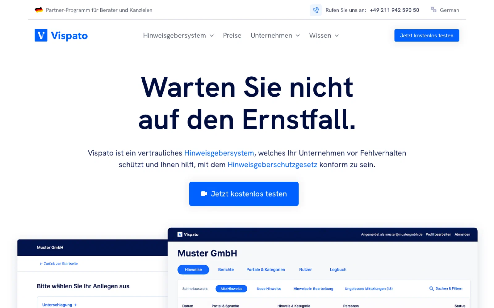 Vispato homepage screenshot