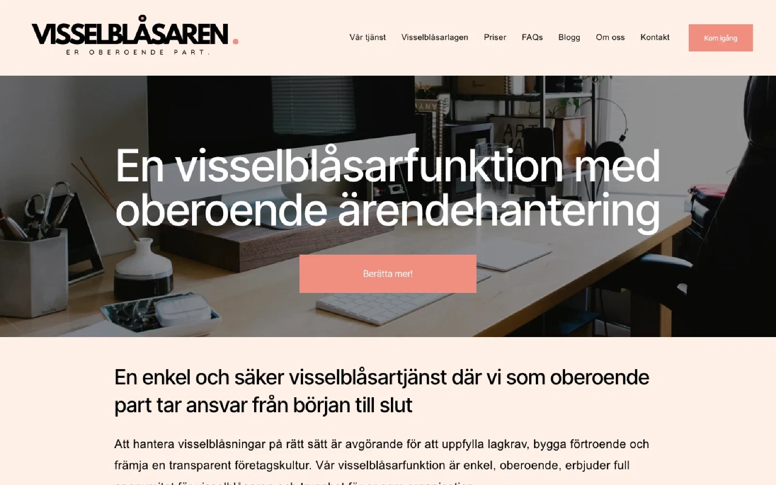 Visselblåsaren homepage screenshot