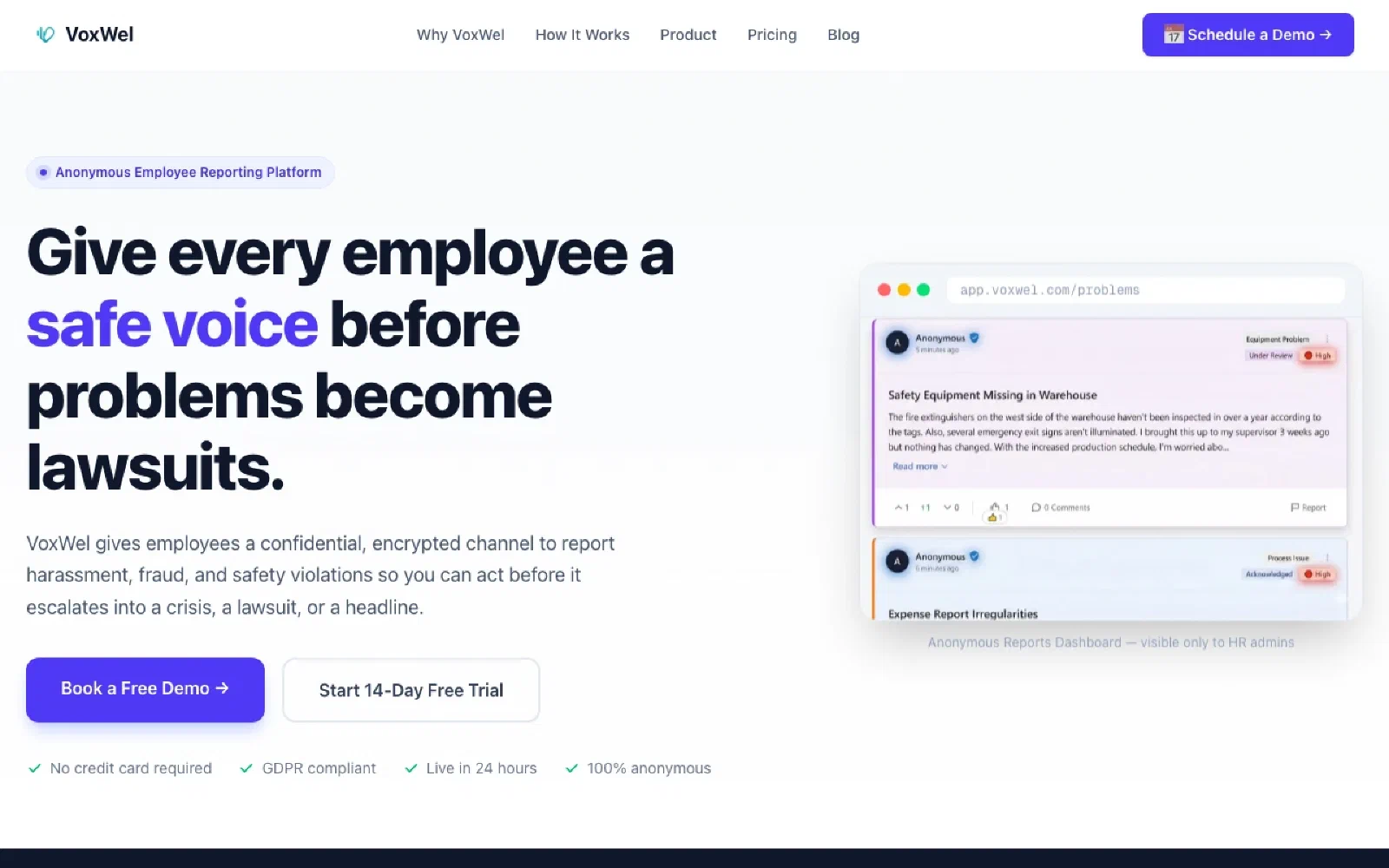 VoxWel homepage screenshot