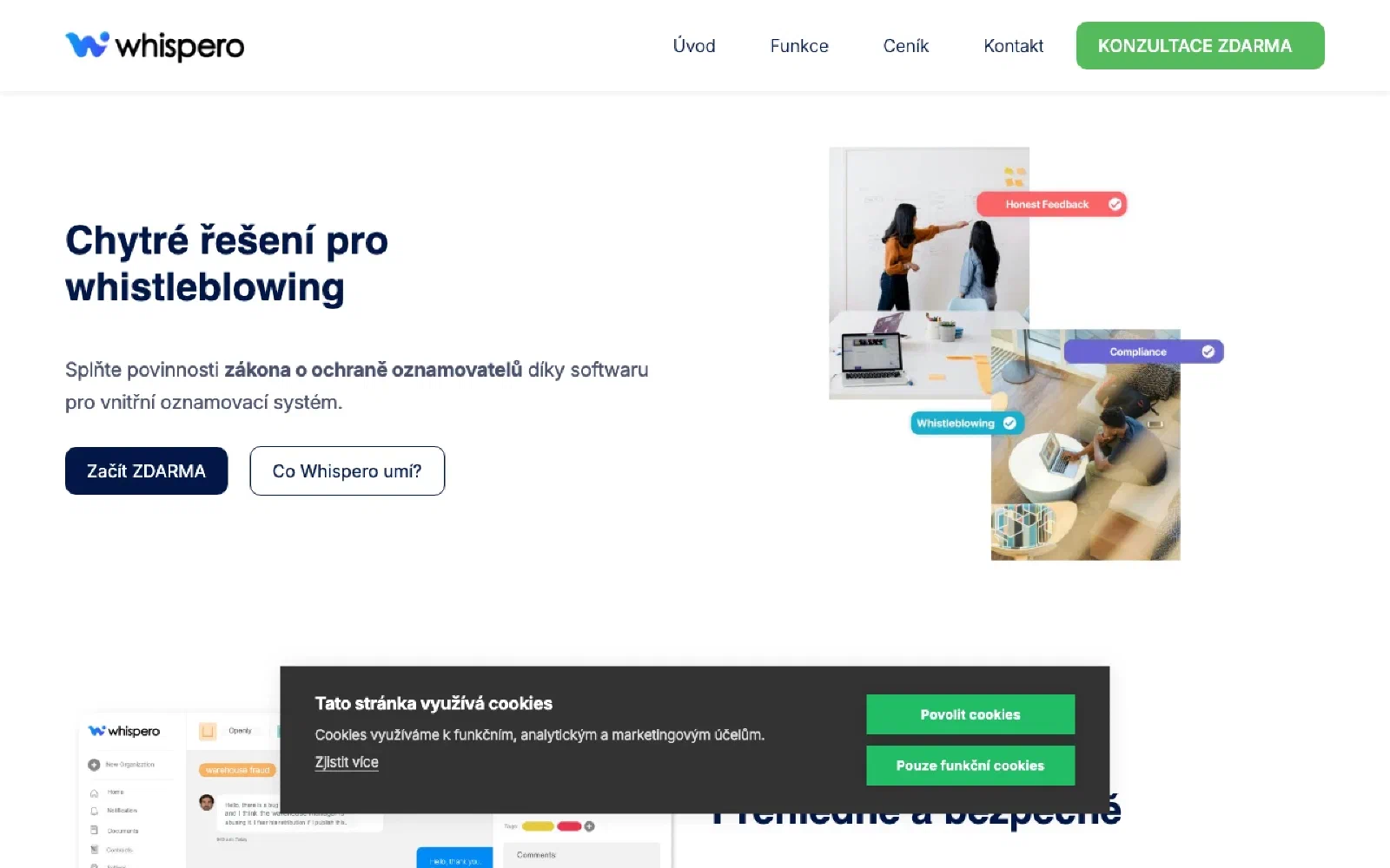Whispero homepage screenshot