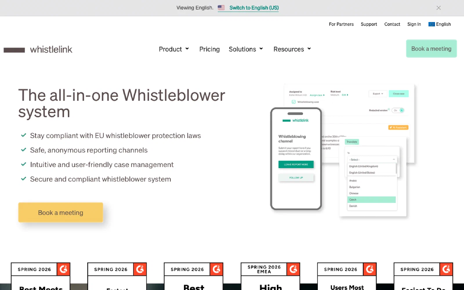 Whistlelink homepage screenshot