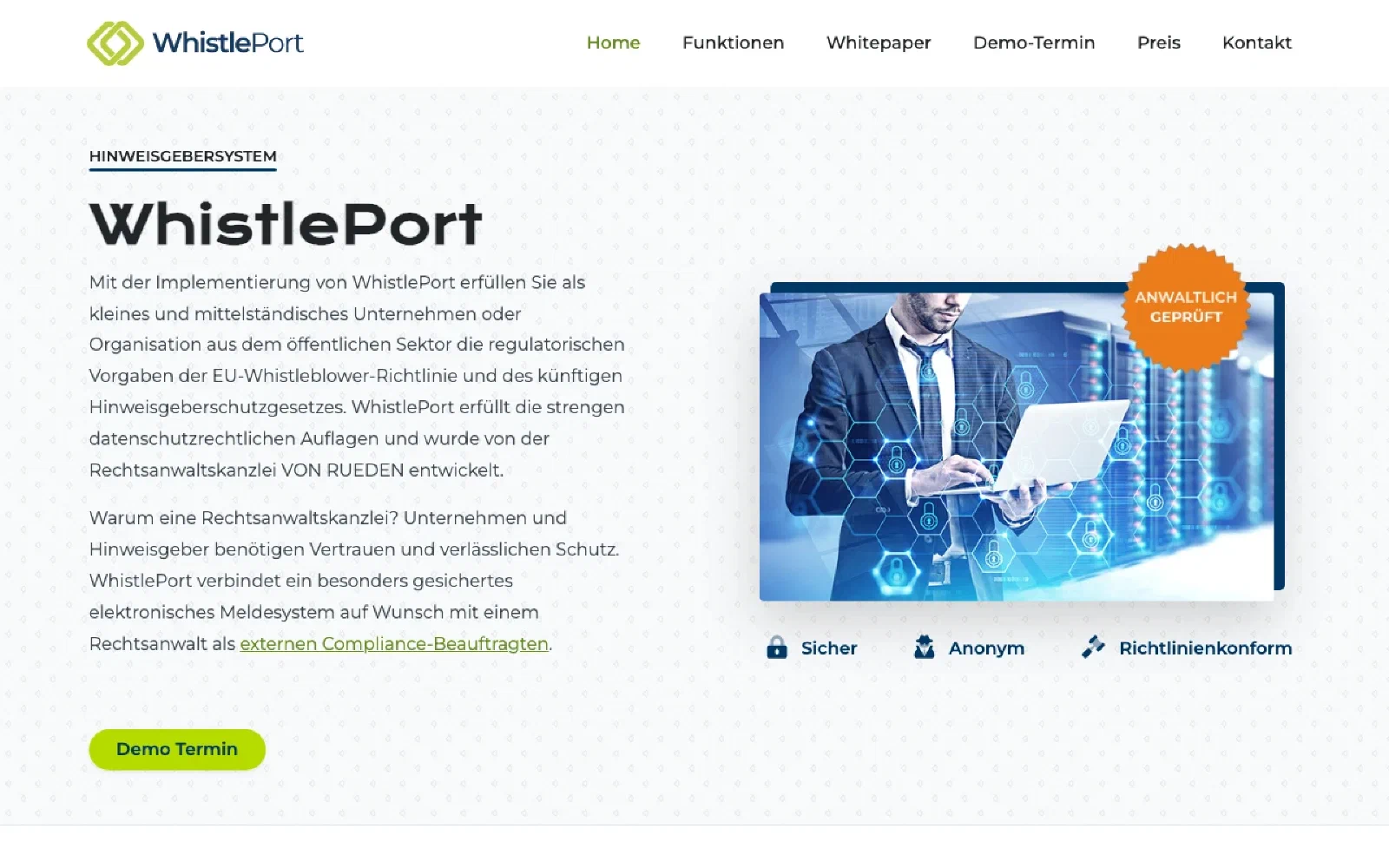WhistlePort homepage screenshot