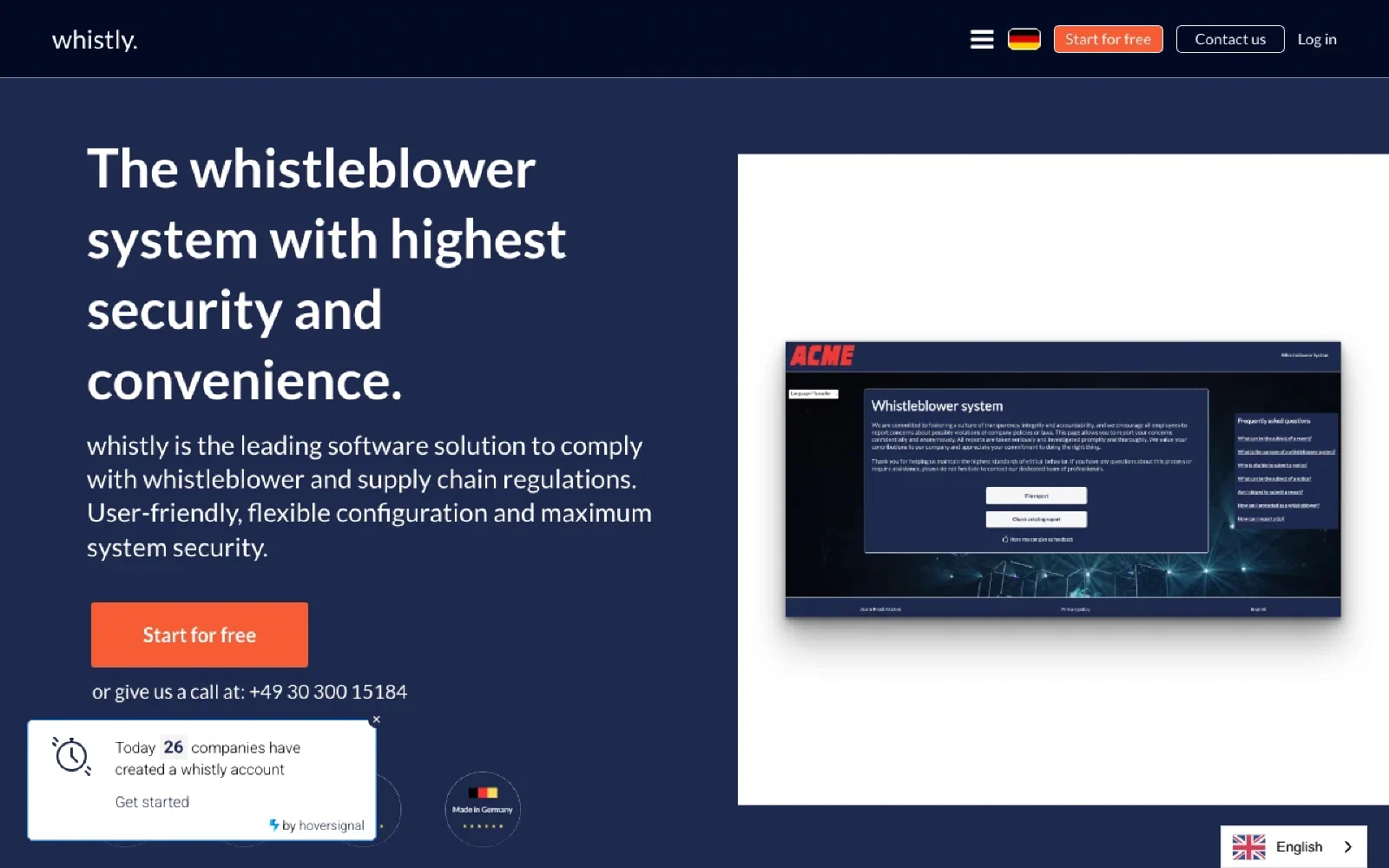 whistly homepage screenshot