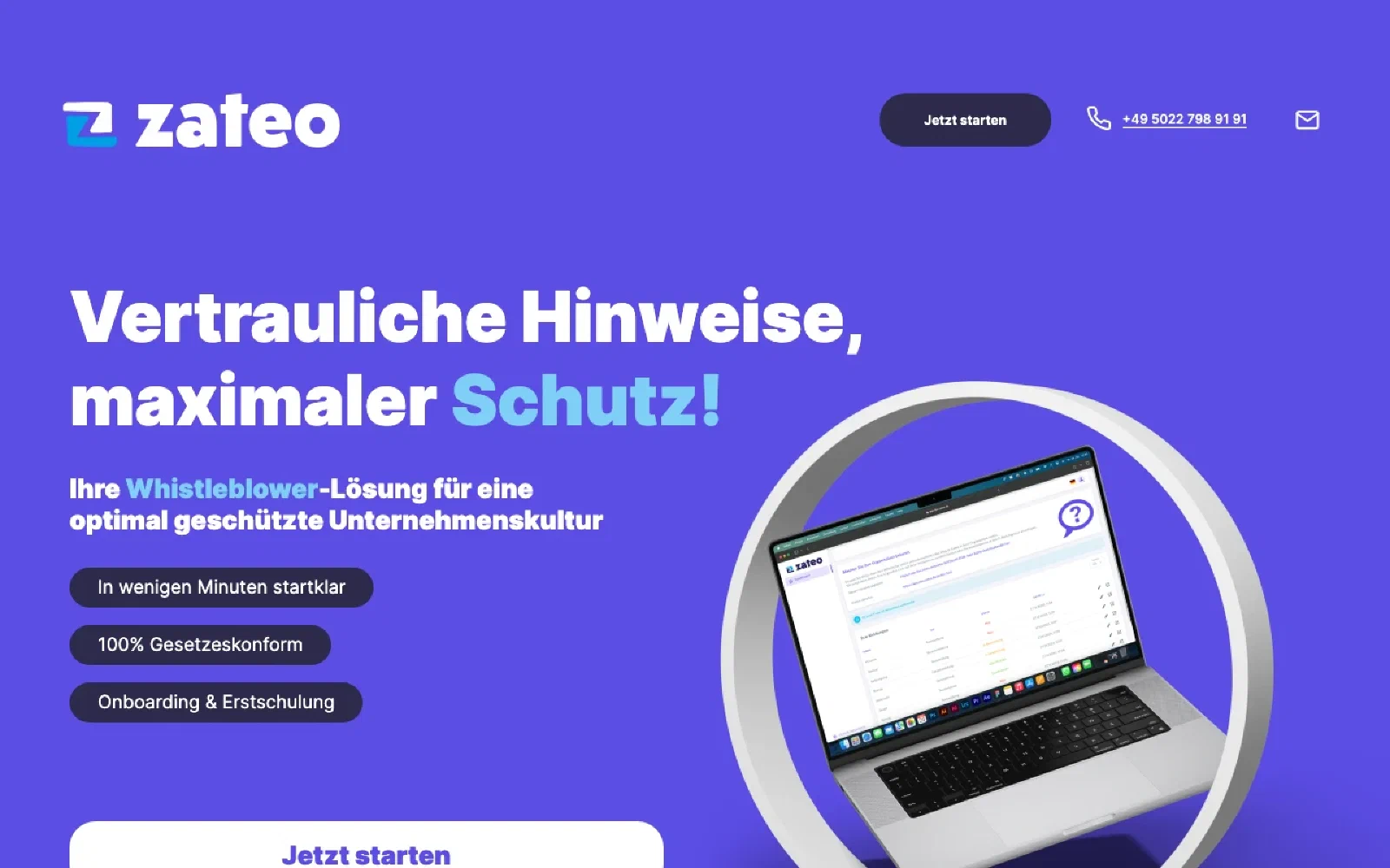 Zateo homepage screenshot